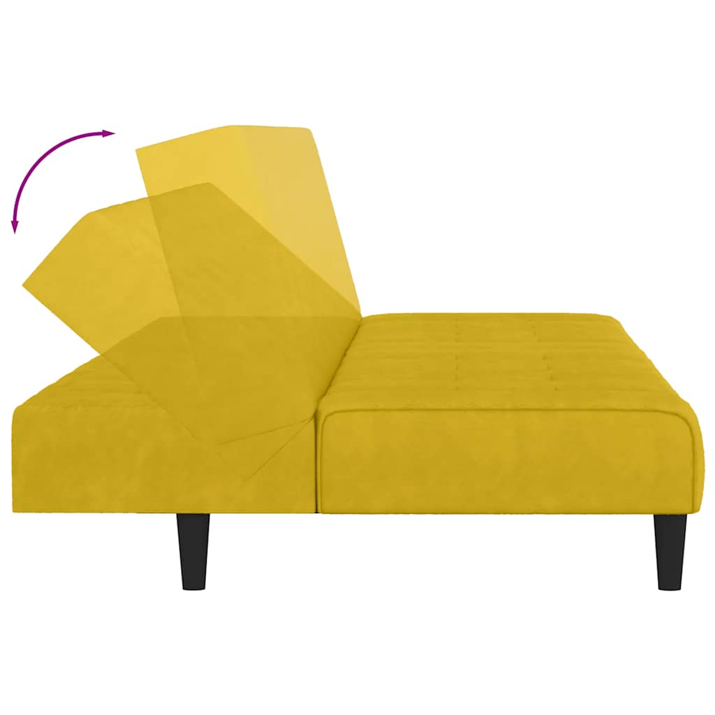 Divano Letto a 2 Posti-Sofa Letto 2 Posti-Daybed Giallo in Velluto 740049