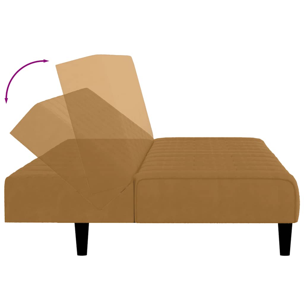 Divano Letto a 2 Posti-Sofa Letto 2 Posti-Daybed Marrone in Velluto 574396