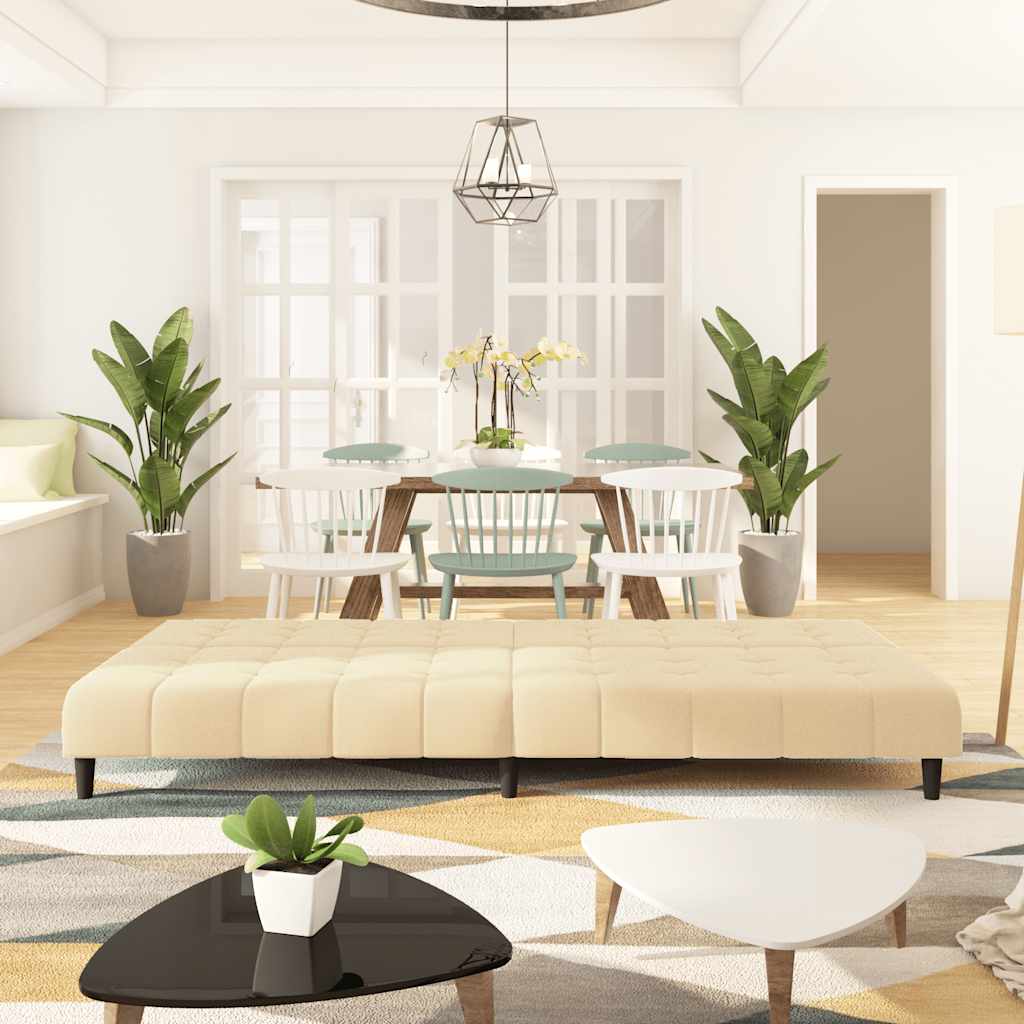 Divano Letto a 2 Posti Crema in Velluto 375772