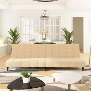 Divano Letto a 2 Posti Crema in Velluto