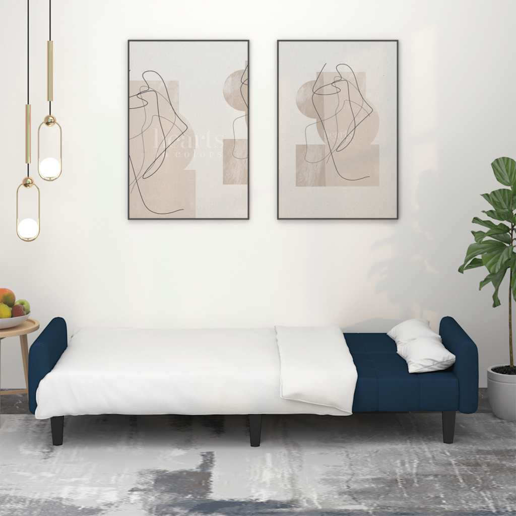 Divano Letto a 2 Posti-Sofa Letto 2 Posti-Daybed Blu in Velluto 980322