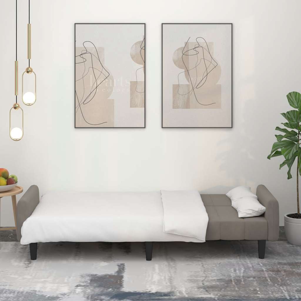 Divano Letto a 2 Posti Grigio Chiaro in Velluto 375774