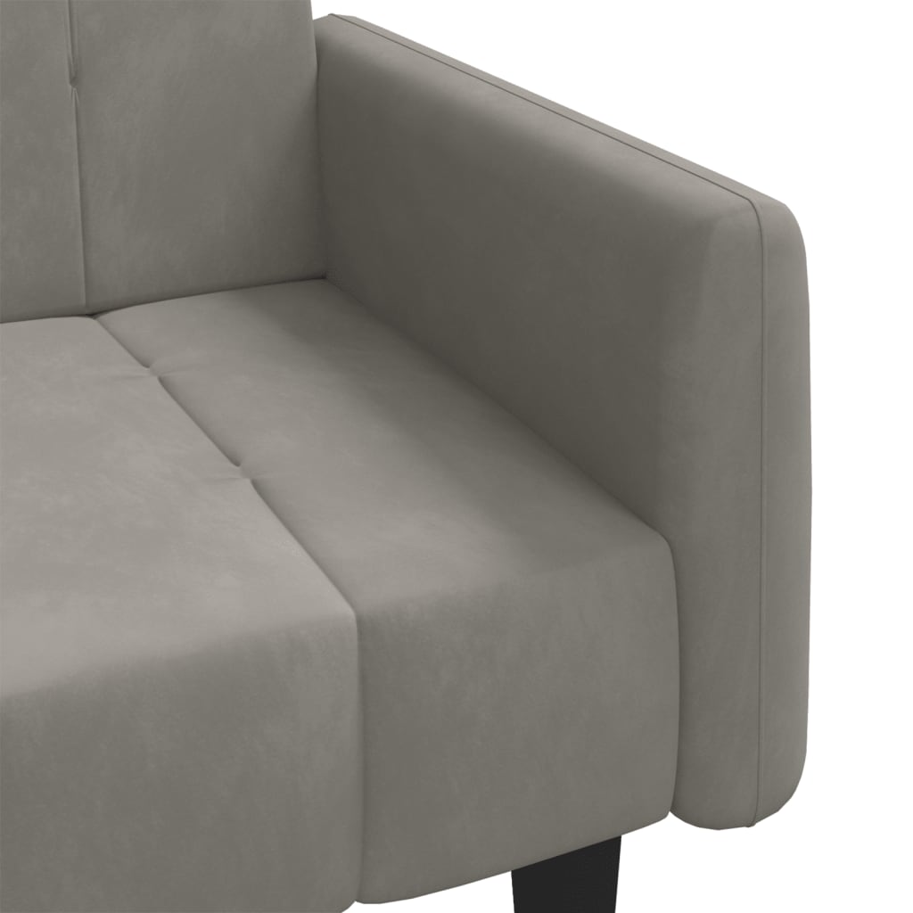 Divano Letto a 2 Posti Grigio Chiaro in Velluto 375774