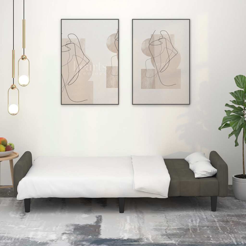 Divano Letto a 2 Posti-Sofa Letto 2 Posti-Daybed Grigio Scuro in Velluto 240585