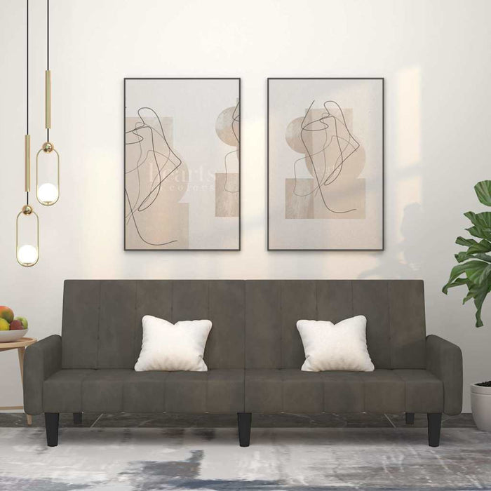 Divano Letto a 2 Posti Grigio Scuro in Velluto 375775