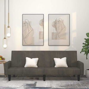 Divano Letto a 2 Posti-Sofa Letto 2 Posti-Daybed Grigio Scuro in Velluto 240585
