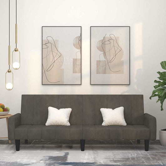 Divano Letto a 2 Posti-Sofa Letto 2 Posti-Daybed Grigio Scuro in Velluto 240585