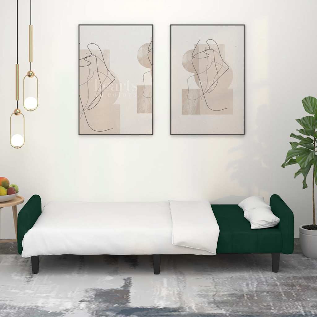Divano Letto a 2 Posti-Sofa Letto 2 Posti-Daybed Verde Scuro in Velluto 771433