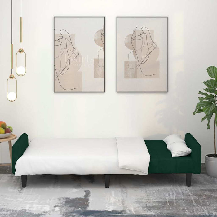 Divano Letto a 2 Posti-Sofa Letto 2 Posti-Daybed Verde Scuro in Velluto 771433