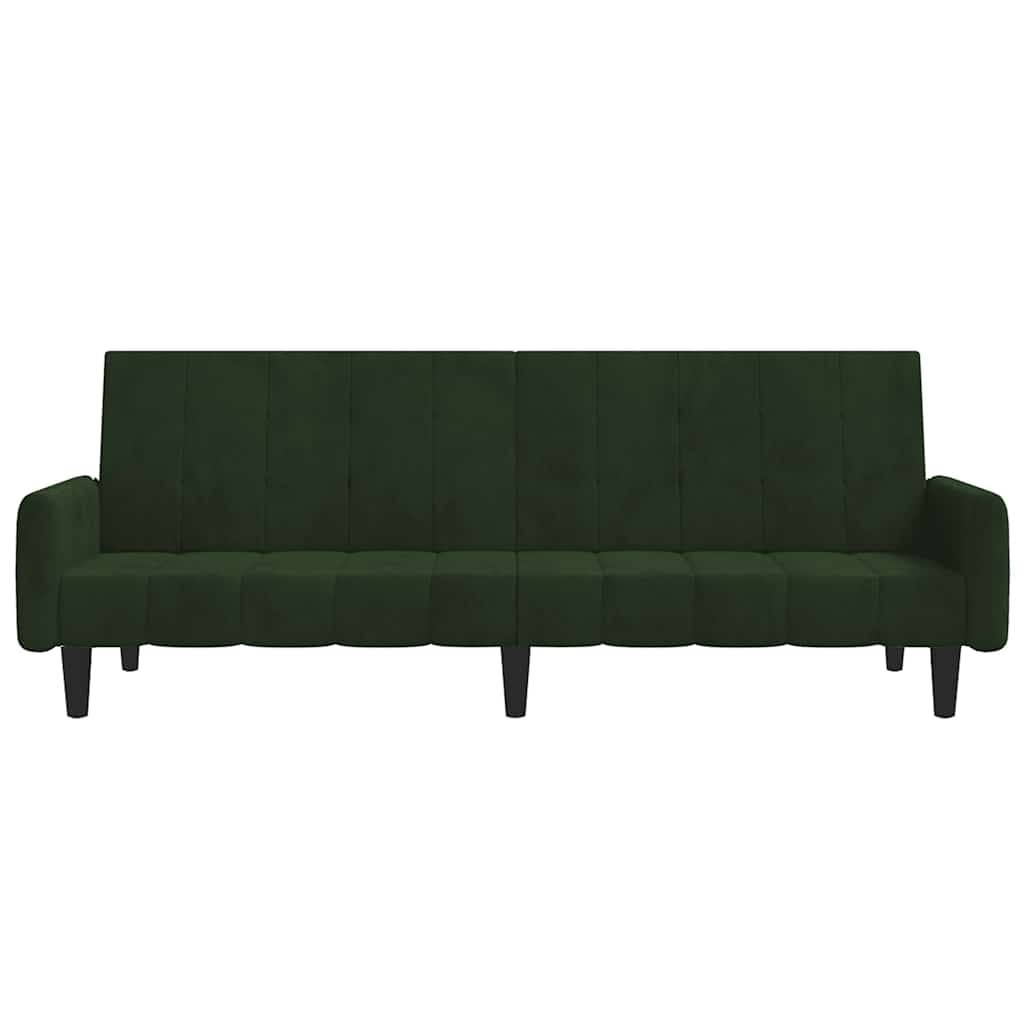 Divano Letto a 2 Posti Verde Scuro in Velluto