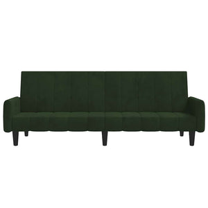 Divano Letto a 2 Posti Verde Scuro in Velluto