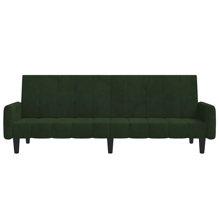 Divano Letto a 2 Posti Verde Scuro in Velluto
