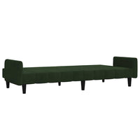 Divano Letto a 2 Posti Verde Scuro in Velluto