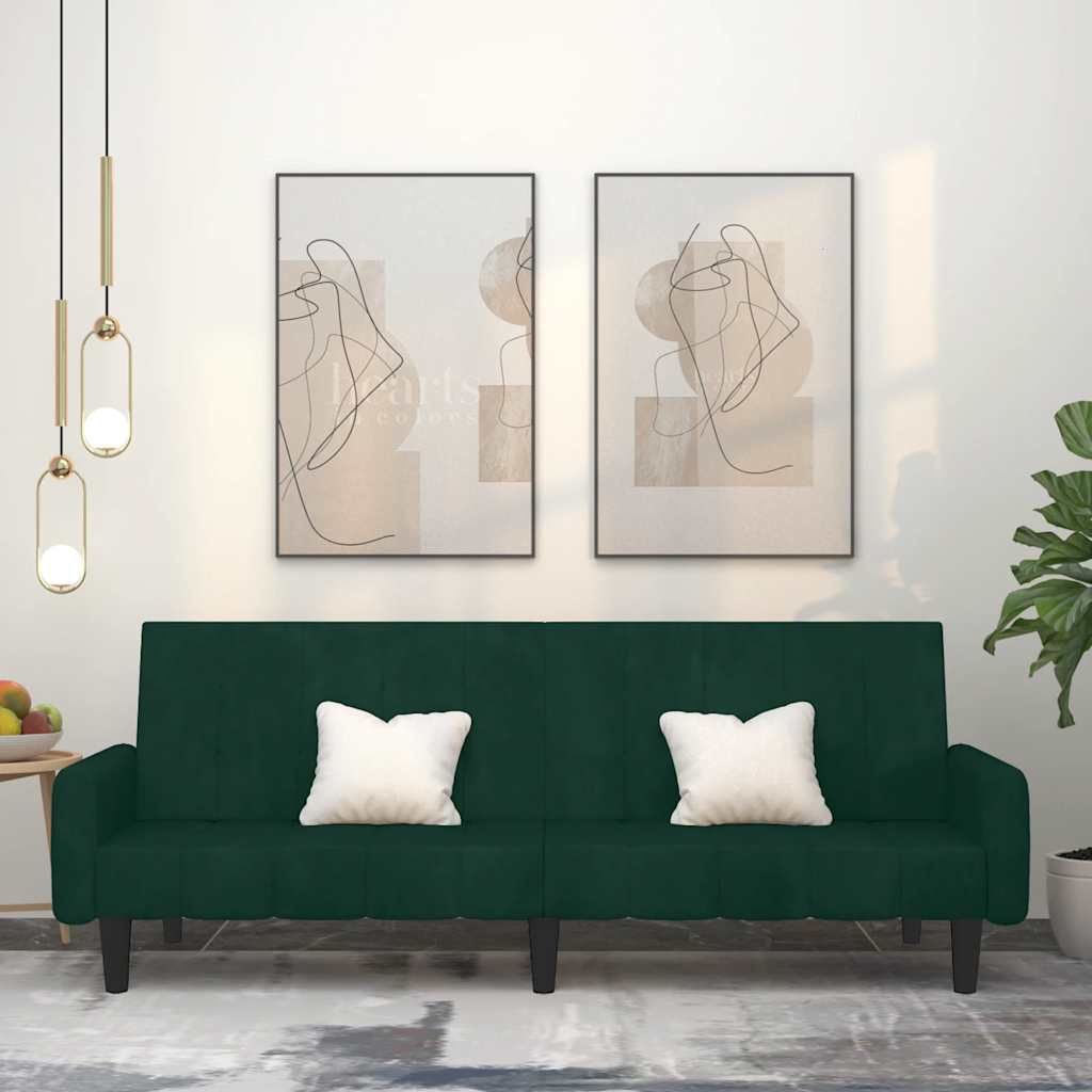 Divano Letto a 2 Posti-Sofa Letto 2 Posti-Daybed Verde Scuro in Velluto 771433