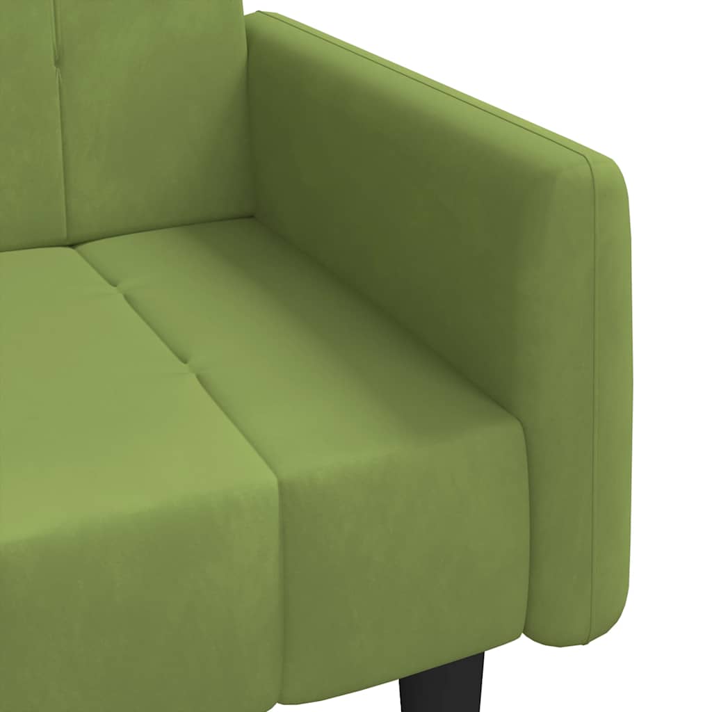 Divano Letto a 2 Posti Verde Chiaro in Velluto 375777