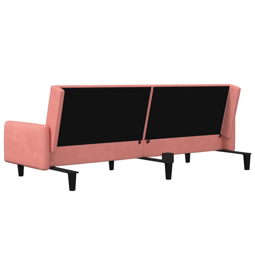 Divano Letto a 2 Posti Rosa in Velluto 375778