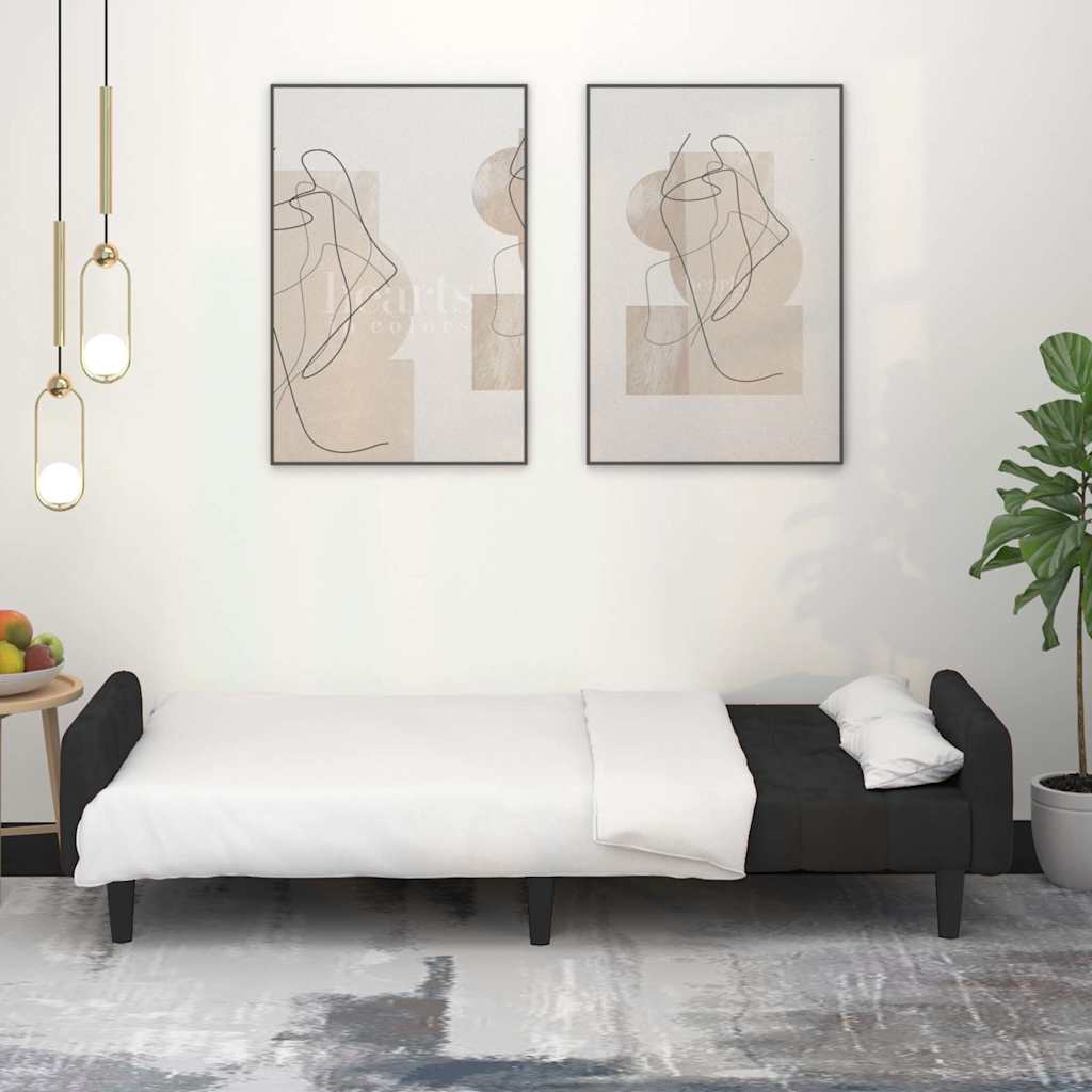 Divano Letto a 2 Posti-Sofa Letto 2 Posti-Daybed Nero in Velluto 641257