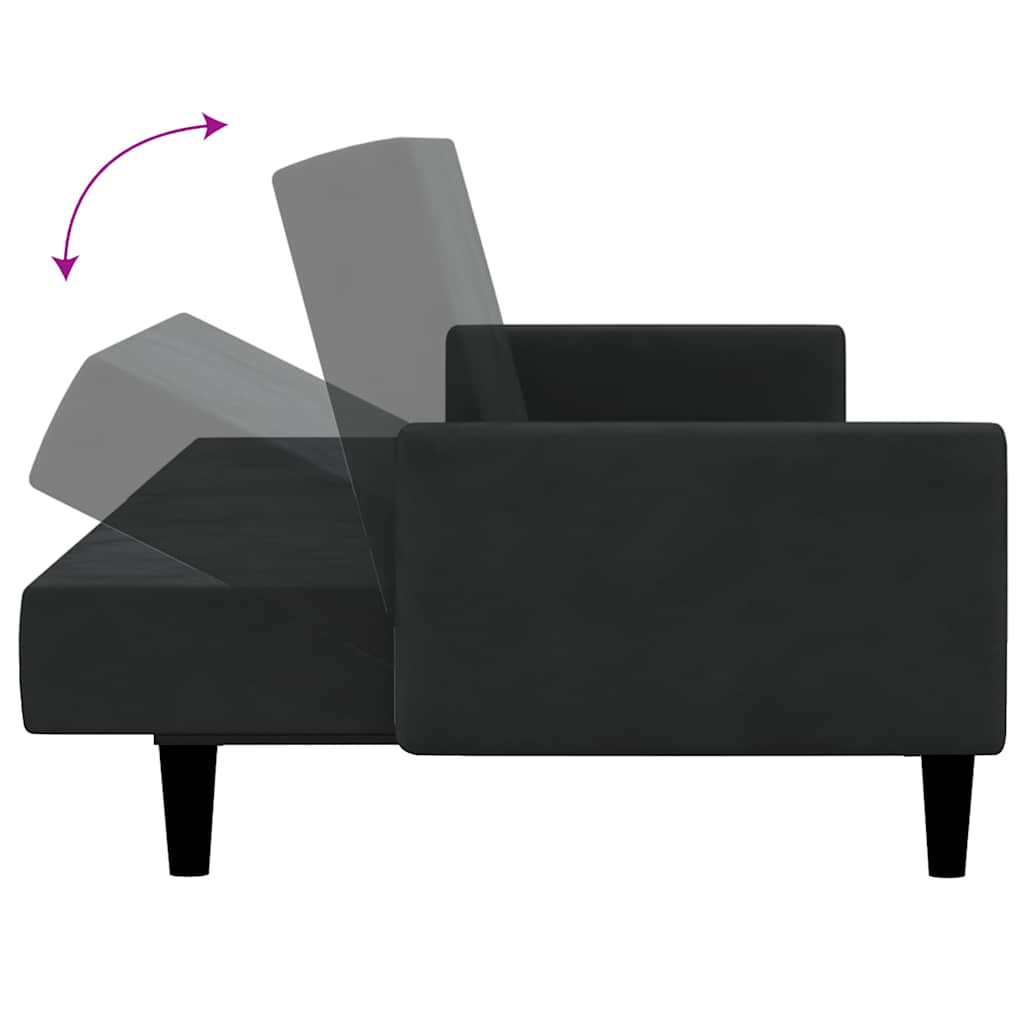 Divano Letto a 2 Posti-Sofa Letto 2 Posti-Daybed Nero in Velluto 641257
