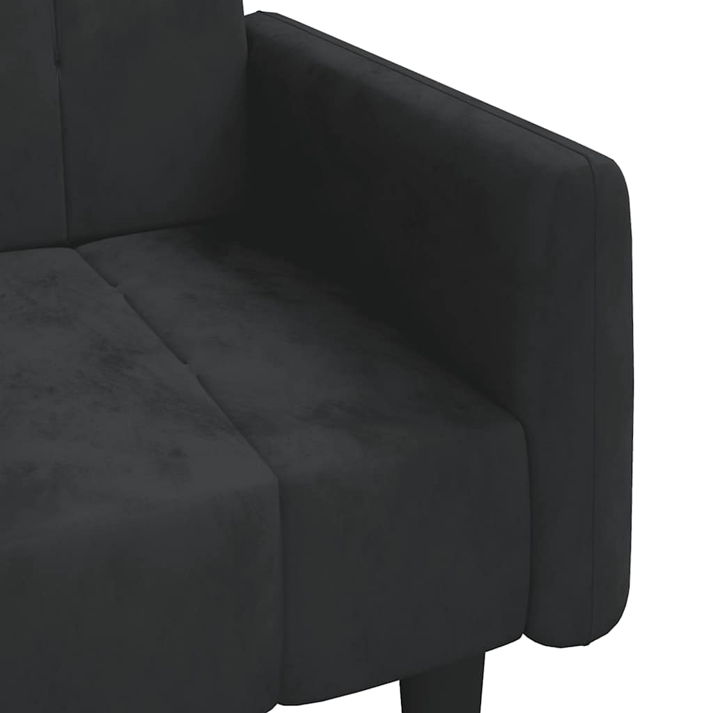 Divano Letto a 2 Posti-Sofa Letto 2 Posti-Daybed Nero in Velluto 641257
