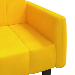 Divano Letto a 2 Posti Giallo in Velluto