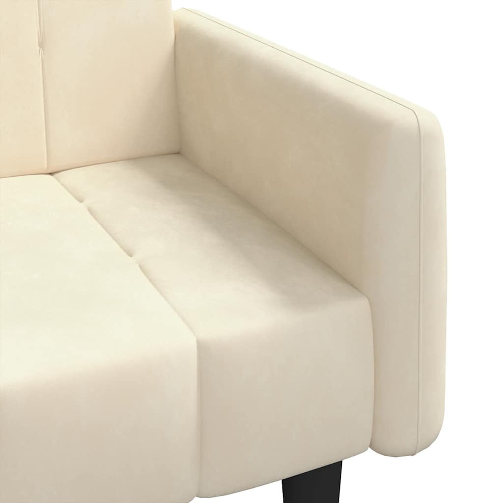 Divano Letto a 2 Posti Crema in Velluto 375783