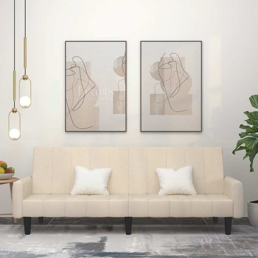 Divano Letto a 2 Posti Crema in Velluto