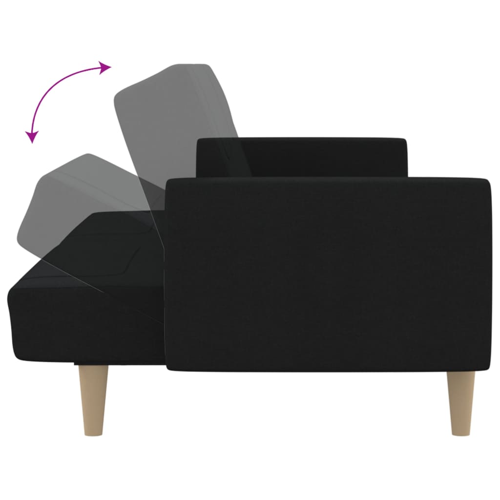 Divano Letto a 2 Posti-Sofa Letto 2 Posti-Daybed Nero in Tessuto 871759