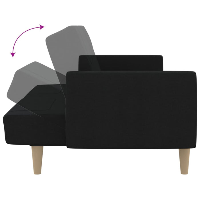 Divano Letto a 2 Posti-Sofa Letto 2 Posti-Daybed Nero in Tessuto 871759