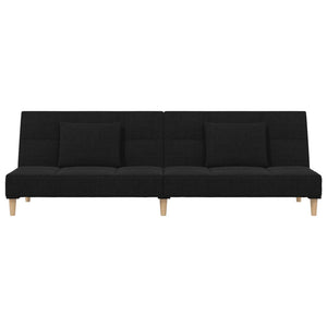 Divano Letto a 2 Posti con 2 Cuscini-Sofa Letto 2 Posti-Daybed Nero in Tessuto 194397