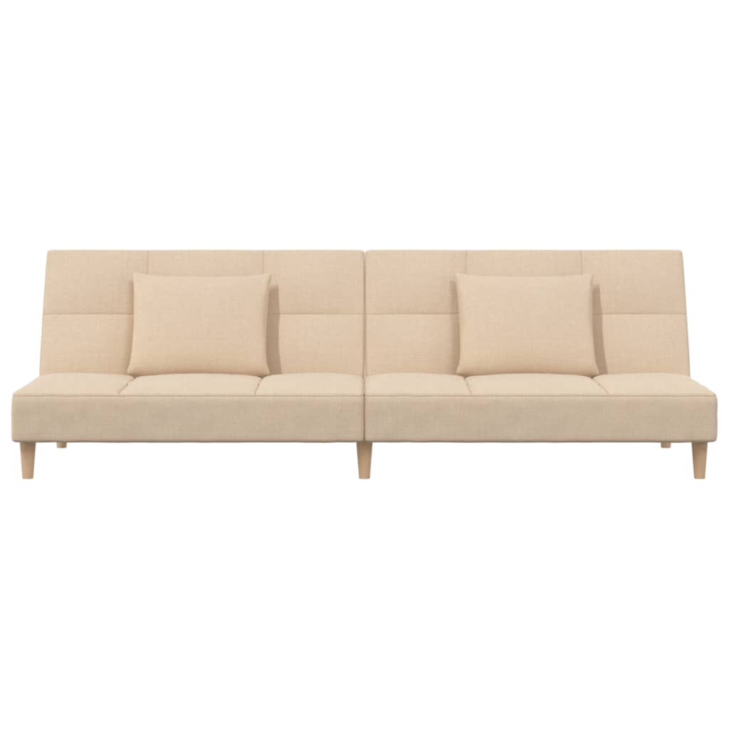 Divano Letto a 2 Posti con 2 Cuscini-Sofa Letto 2 Posti-Daybed Crema in Tessuto 720935