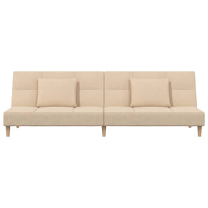 Divano Letto a 2 Posti con 2 Cuscini-Sofa Letto 2 Posti-Daybed Crema in Tessuto 720935