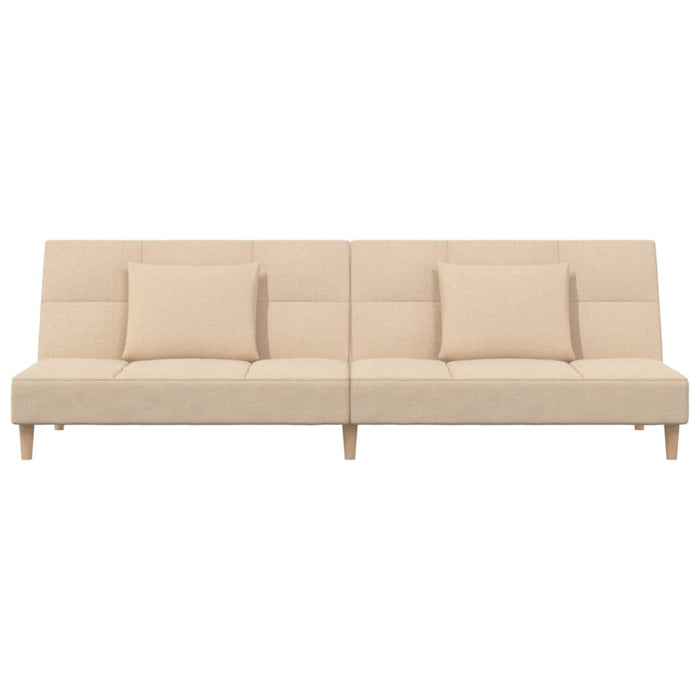 Divano Letto a 2 Posti con 2 Cuscini-Sofa Letto 2 Posti-Daybed Crema in Tessuto 720935