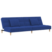 Divano Letto a 2 Posti con 2 Cuscini Blu in Tessuto 375796