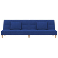 Divano Letto a 2 Posti con 2 Cuscini Blu in Tessuto 375796