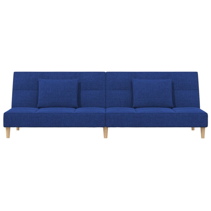 Divano Letto a 2 Posti con 2 Cuscini Blu in Tessuto 375796