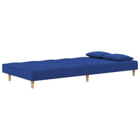 Divano Letto a 2 Posti con 2 Cuscini Blu in Tessuto 375796
