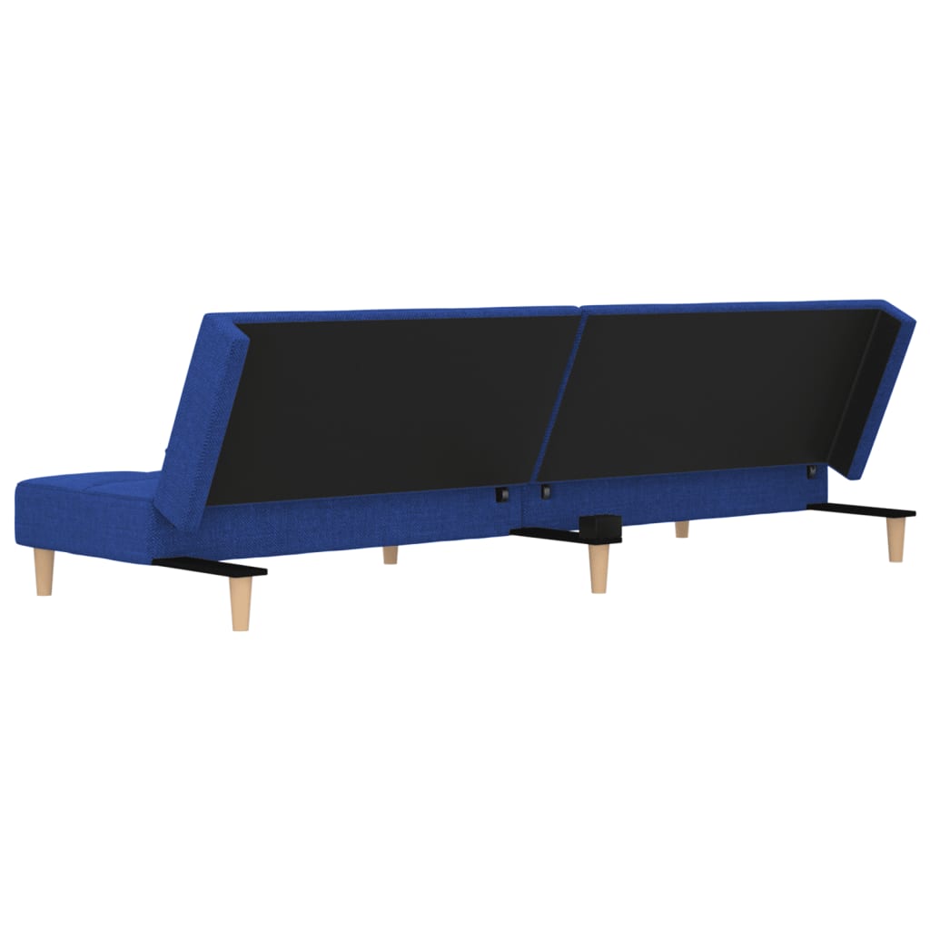 Divano Letto a 2 Posti con 2 Cuscini Blu in Tessuto 375796