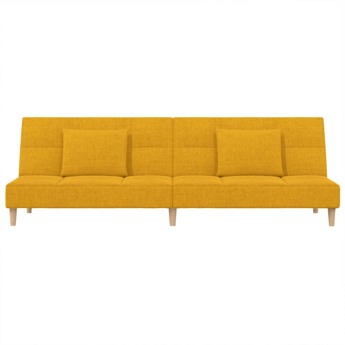 Divano Letto a 2 Posti con 2 Cuscini-Sofa Letto 2 Posti-Daybed Giallo in Tessuto 706069