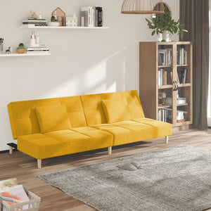 Divano Letto a 2 Posti con 2 Cuscini-Sofa Letto 2 Posti-Daybed Giallo in Tessuto 706069