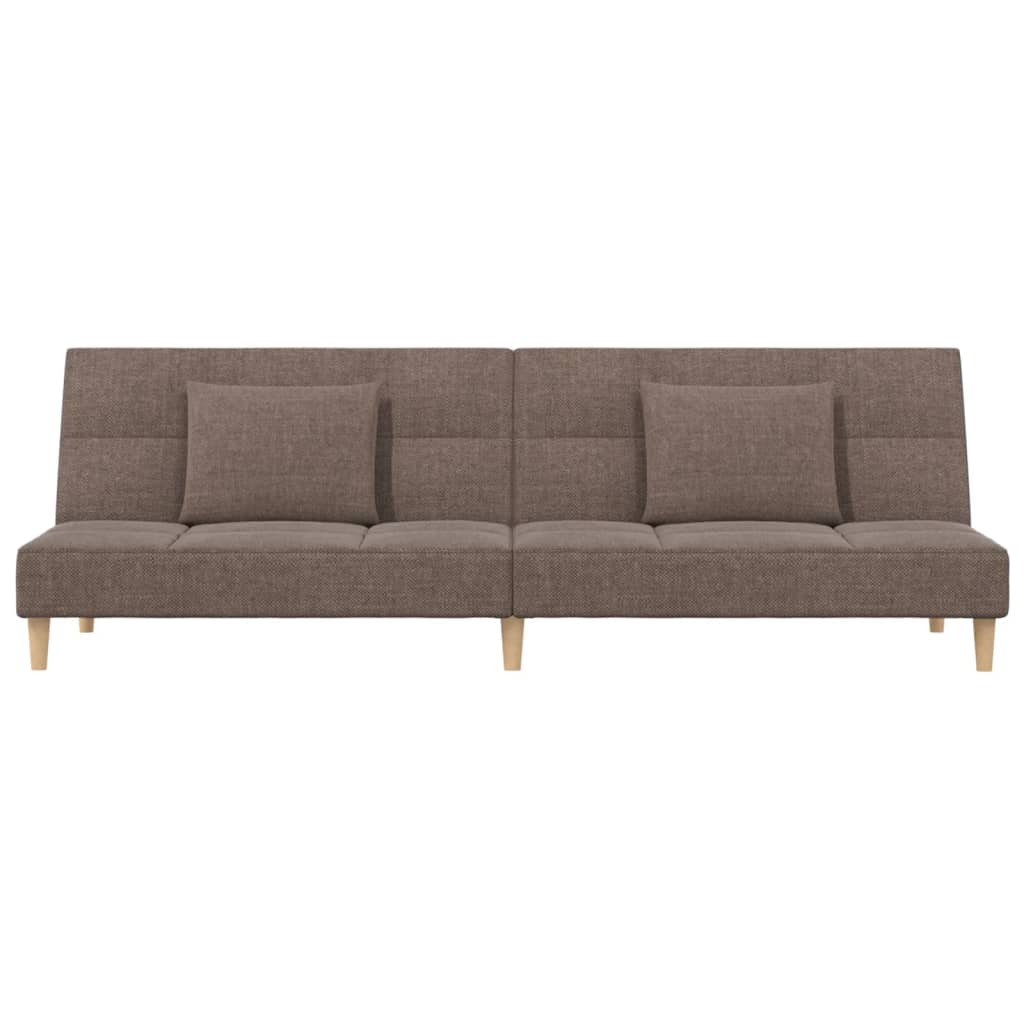 Divano Letto a 2 Posti con 2 Cuscini-Sofa Letto 2 Posti-Daybed Tortora in Tessuto 784707