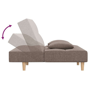 Divano Letto a 2 Posti con 2 Cuscini-Sofa Letto 2 Posti-Daybed Tortora in Tessuto 784707