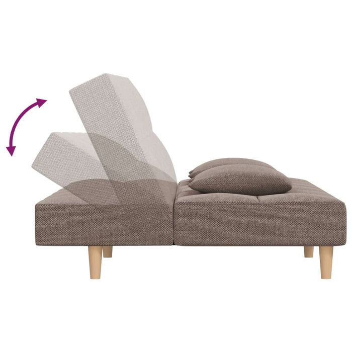 Divano Letto a 2 Posti con 2 Cuscini-Sofa Letto 2 Posti-Daybed Tortora in Tessuto 784707
