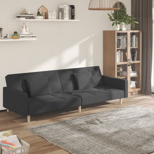 Divano Letto a 2 Posti con 2 Cuscini-Sofa Letto 2 Posti-Daybed Grigio Scuro in Tessuto 496371