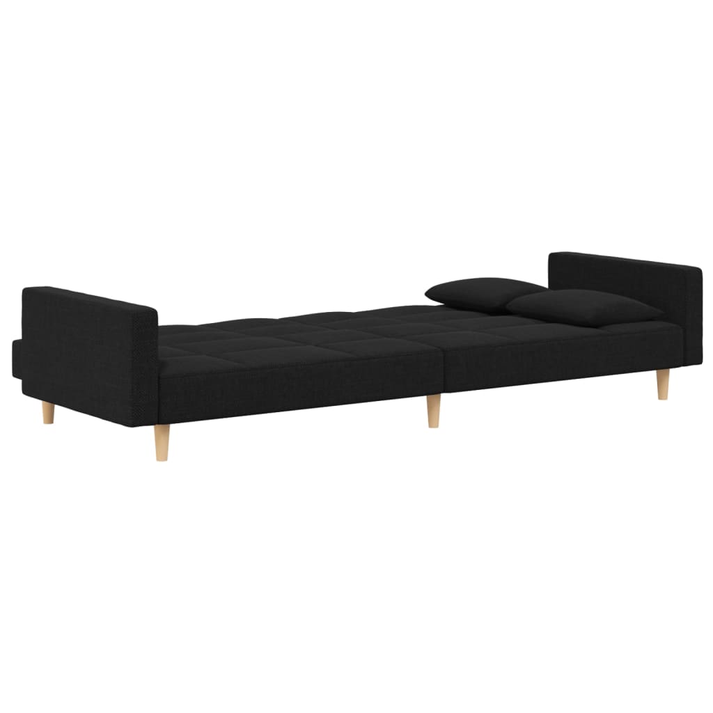 Divano Letto a 2 Posti con 2 Cuscini-Sofa Letto 2 Posti-Daybed Nero in Tessuto 134488