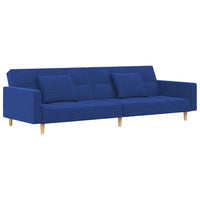 Divano Letto a 2 Posti con 2 Cuscini Blu in Tessuto 375803