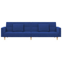 Divano Letto a 2 Posti con 2 Cuscini Blu in Tessuto 375803