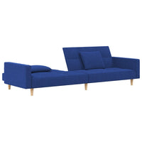 Divano Letto a 2 Posti con 2 Cuscini Blu in Tessuto 375803