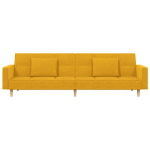 Divano Letto a 2 Posti con 2 Cuscini Giallo in Tessuto 375804