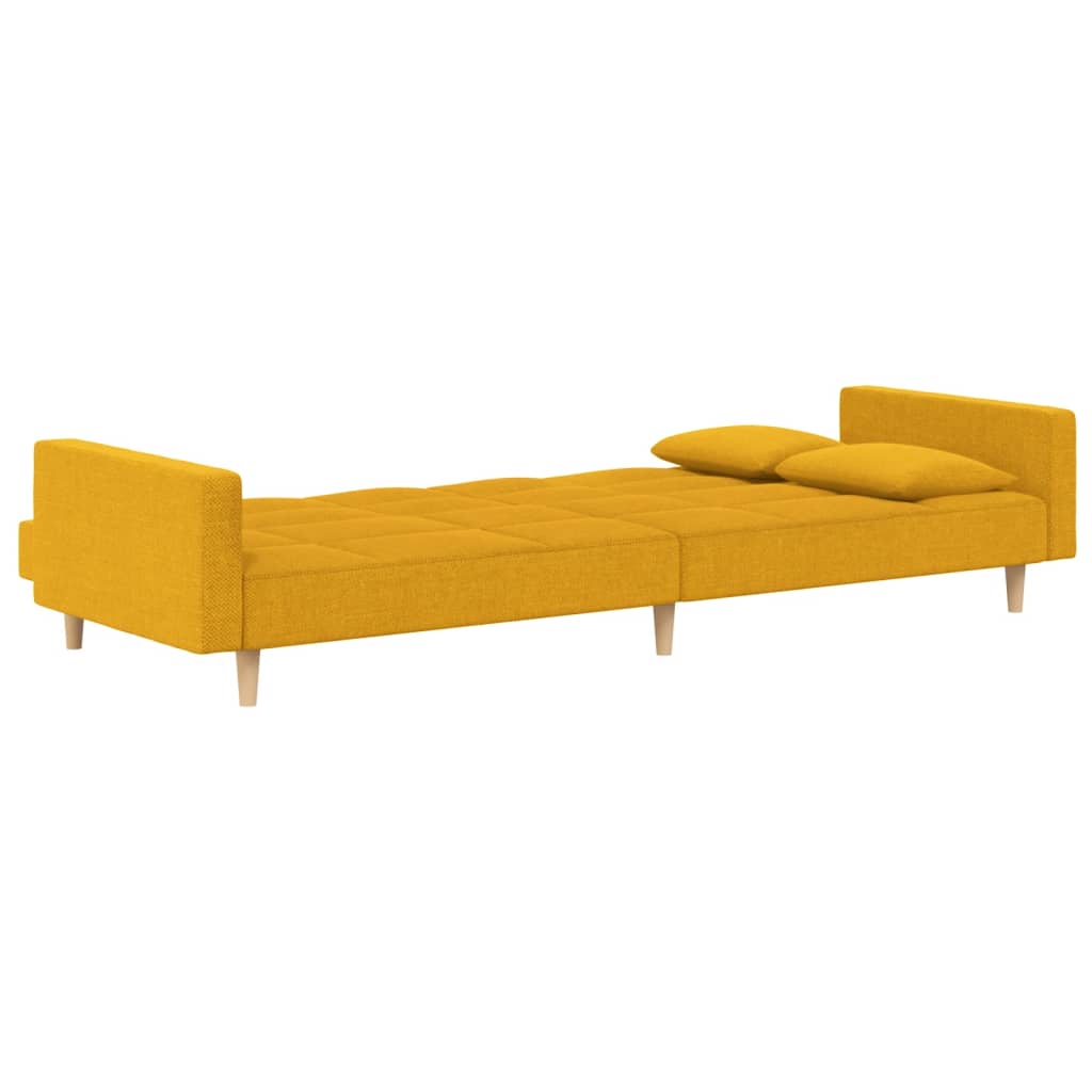 Divano Letto a 2 Posti con 2 Cuscini-Sofa Letto 2 Posti-Daybed Giallo in Tessuto 609662