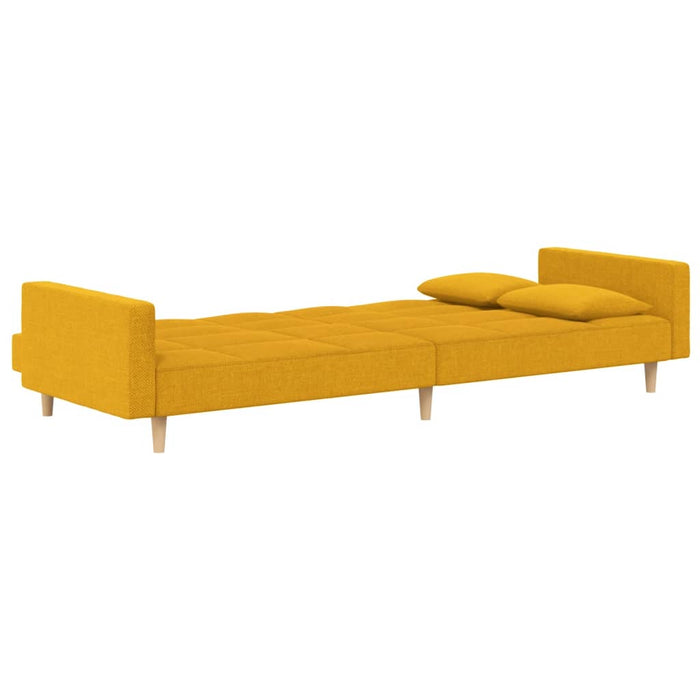 Divano Letto a 2 Posti con 2 Cuscini-Sofa Letto 2 Posti-Daybed Giallo in Tessuto 609662